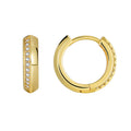Gold-Plated Brass Pavé CZ Hoop Earrings — Easy-Layering Style with gold-tone brass construction