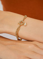 B0100 Fashion Retro Copper Gold-Plated Heart-Shaped Micro-Paved Zircon Bracelet for Women Wholesale