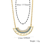 N0124 Bohemian Geometric Fan-Shaped Hollow Pendant Turquoise Necklace Jewelry