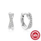 New925Sterling Silver Double Layer Cross Inlaid Diamond Hoop Earrings Ear Clips Ear Jewelry Hot Sale Minimalist Style Earrings