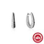 New925Sterling Silver Geometric Large and Small Diamond-Studded Hoop Earrings Classic Hot-Selling Minimalist Style Earrings