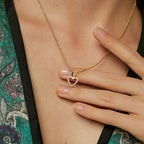 N0162 Minimalist Design Brass Plated18Gold Hollow Heart Pendant Double Heart Necklace Jewelry