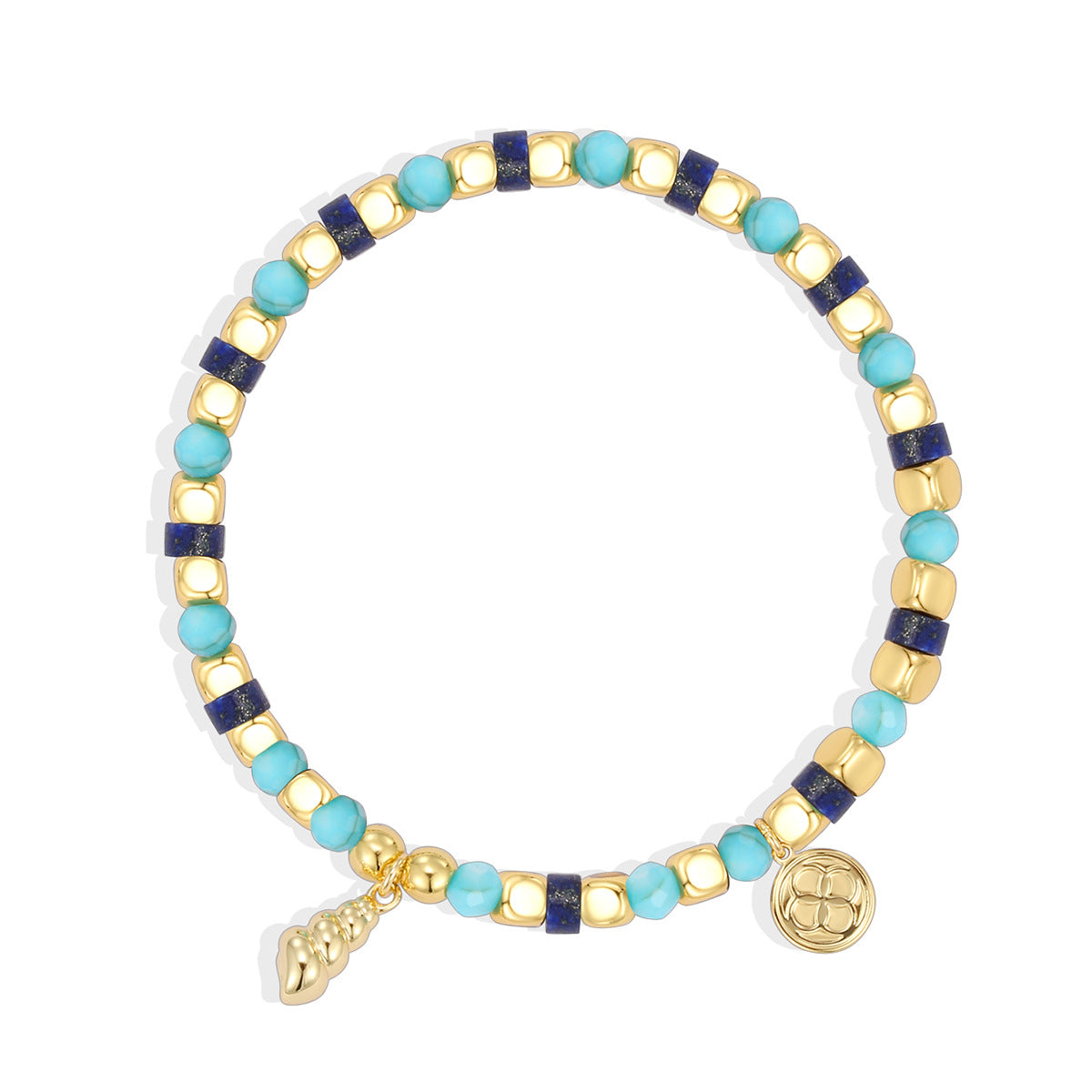 B0297 Fashion Bohemian Conch Bracelet Trendy New Lapis Lazuli Blue Shell Vintage Beaded