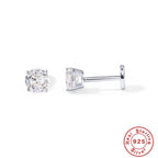 S925Sterling Silver Four-Prong Diamond-Studded Flat Head Threaded Piercing Cartilage Earrings Hot-Selling Classic Minimalist Ear Jewelry