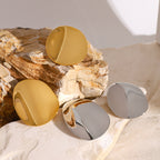 2H Stainless Steel Smooth Concave Geometric Stud Earrings Fashion Exaggerated Metal Earrings Minimalist Style Jewelry