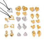Heart-shaped Stud Earrings18K Gold Stainless Steel Necklace Accessories Women's Jewelry