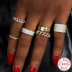 S925Sterling Silver Single Row Diamond Women's Wedding Ring Gift Premium Ring