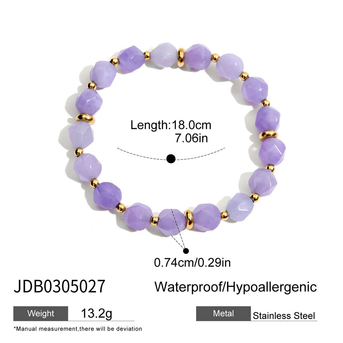 Stainless Steel Bracelet Amethyst Pearl Bracelet Non-Fading Jewelry