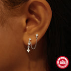 New S925Sterling Silver Geometric Tassel Earrings Hot Selling Diamond-encrusted High-end Earrings for Women