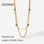 New Hot Sale18K Gold-plated Stainless Steel Jewelry Oval Bead Double-layer Necklace for Women