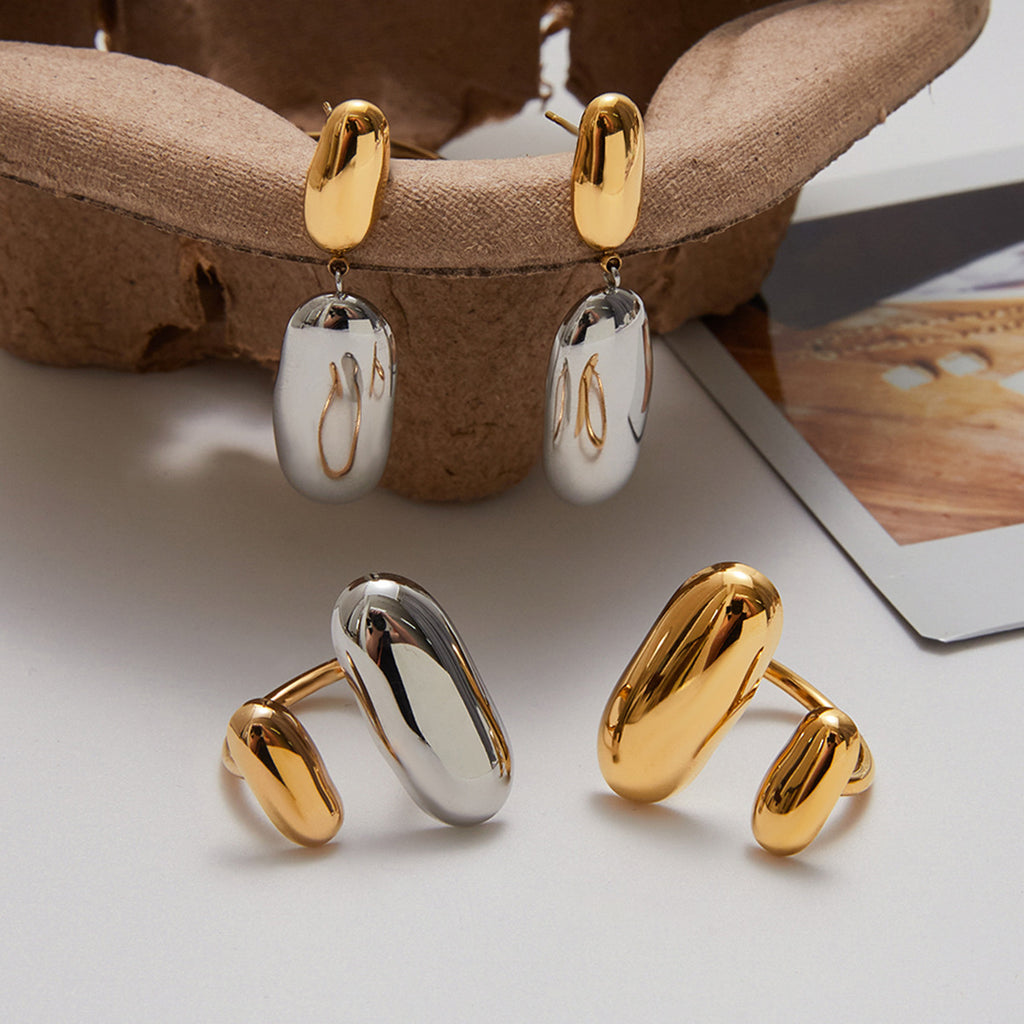 Color Block Ring Non-Fading Earrings Jewelry for Women Stainless Steel Stud Earrings