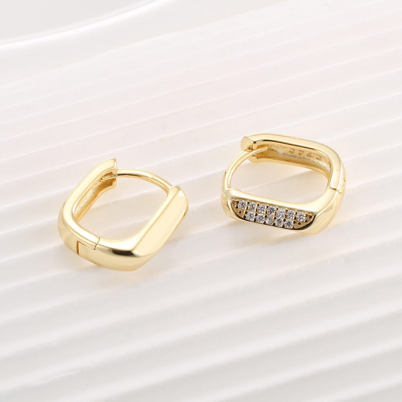 SE0084 S925Silver Simple U Shaped Zirconia Earrings for Women Plated14K New Gold Earrings