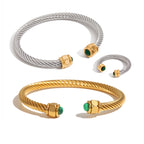 2H Natural Stone Stainless Steel Open Bracelet Non-Fading Jewelry Accessories