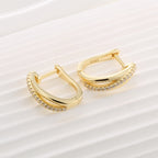 SE0065 S925Silver Irregular Personality Design Earrings for Women Plated14K Gold micro-paved zircon fashion earrings