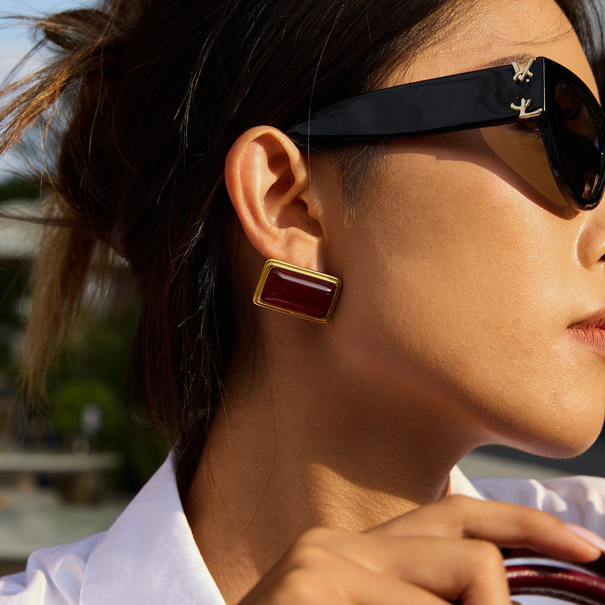 2H Agate Earrings Retro Earrings Stainless Steel 18k Ornament earrings