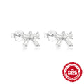 925 Sterling Silver Sterling Bowknot Heart Stud Earrings Colorful Zircon — jewelry product photo 09 — jewelry finish and design detail
