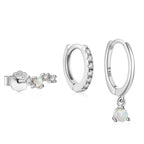 925Sterling Silver Inlaid Diamond Opal Earrings Stud Earrings Jewelry Set Hot-Selling High-End Earrings for Women
