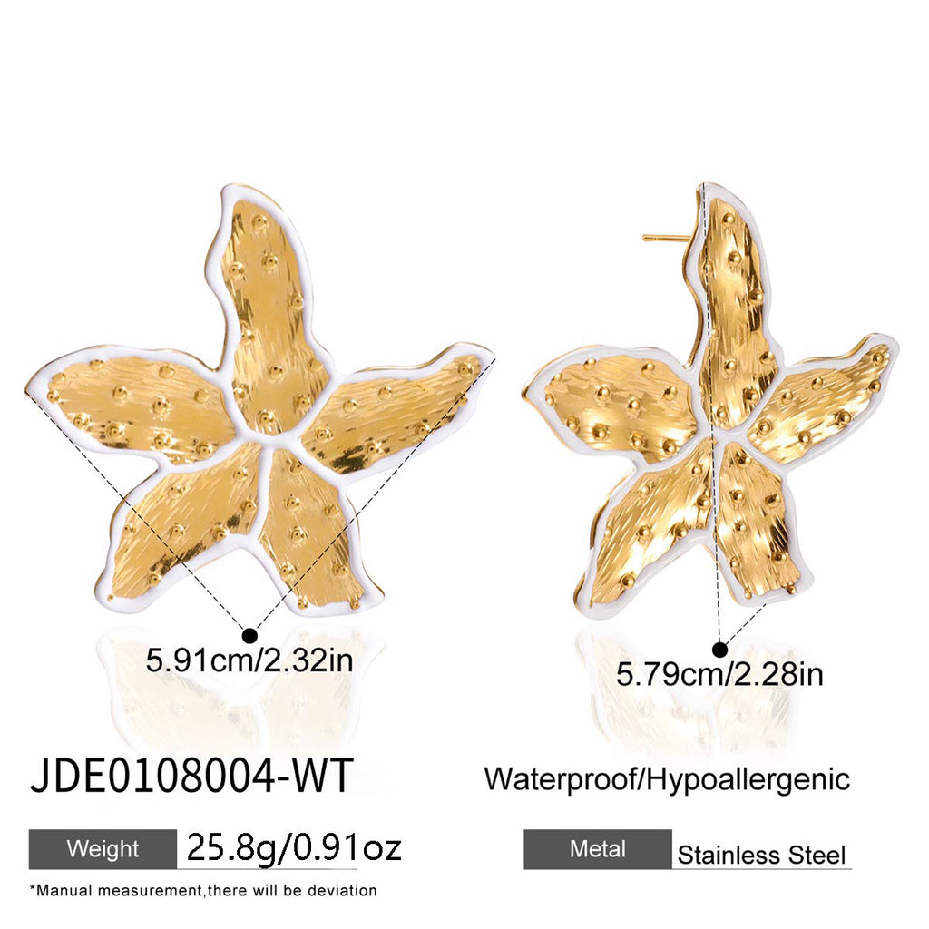 2H Oil Drop Flower Earrings Exaggerated Ear Jewelry Stainless Steel Accessories Earrings