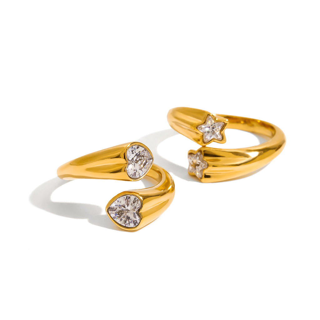 Zircon Ring Non-Fading Jewelry Stainless Steel Accessories for Women