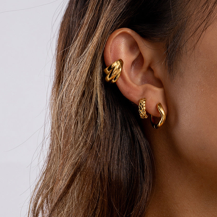 Ear Cuff in 18K Gold-Tone Stainless Steel Earrings for boutique wholesale jewelry collections