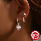 New925Sterling Silver Hot-Selling Earrings Jewelry Set for Women with Inlaid Diamonds and Pearls Hoop Earrings Ear Clips