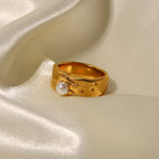 Same Style18K Gold-plated Stainless Steel Lava Pearl Ring Fashion Trend Ring