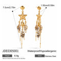 Seashell Tassel Stainless Steel Gold-Plated Drop Earrings — close-up detail — jewelry finish and design detail