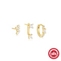 Minimalist Crystal 925 Sterling Silver Earring Set — fastening detail — alternate angle 2 — jewelry finish and design detail