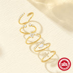 S925Sterling Silver Curved Petal Single Row Diamond Luxury Stacked Open Ring Hot Selling Index Finger Ring