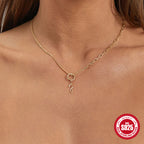 S925 Sterling Silver Asymmetric Collarbone Necklace With Mixed Links