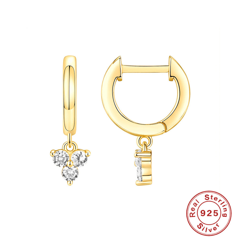 S925Sterling Silver Dagger Cross Earrings Devil's Eye Star Moon Pendant Hoop Earrings Hot-Selling Women's Earrings