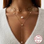 S925 Sterling Silver Dual Layer Cross Moon Necklace With Diamonds