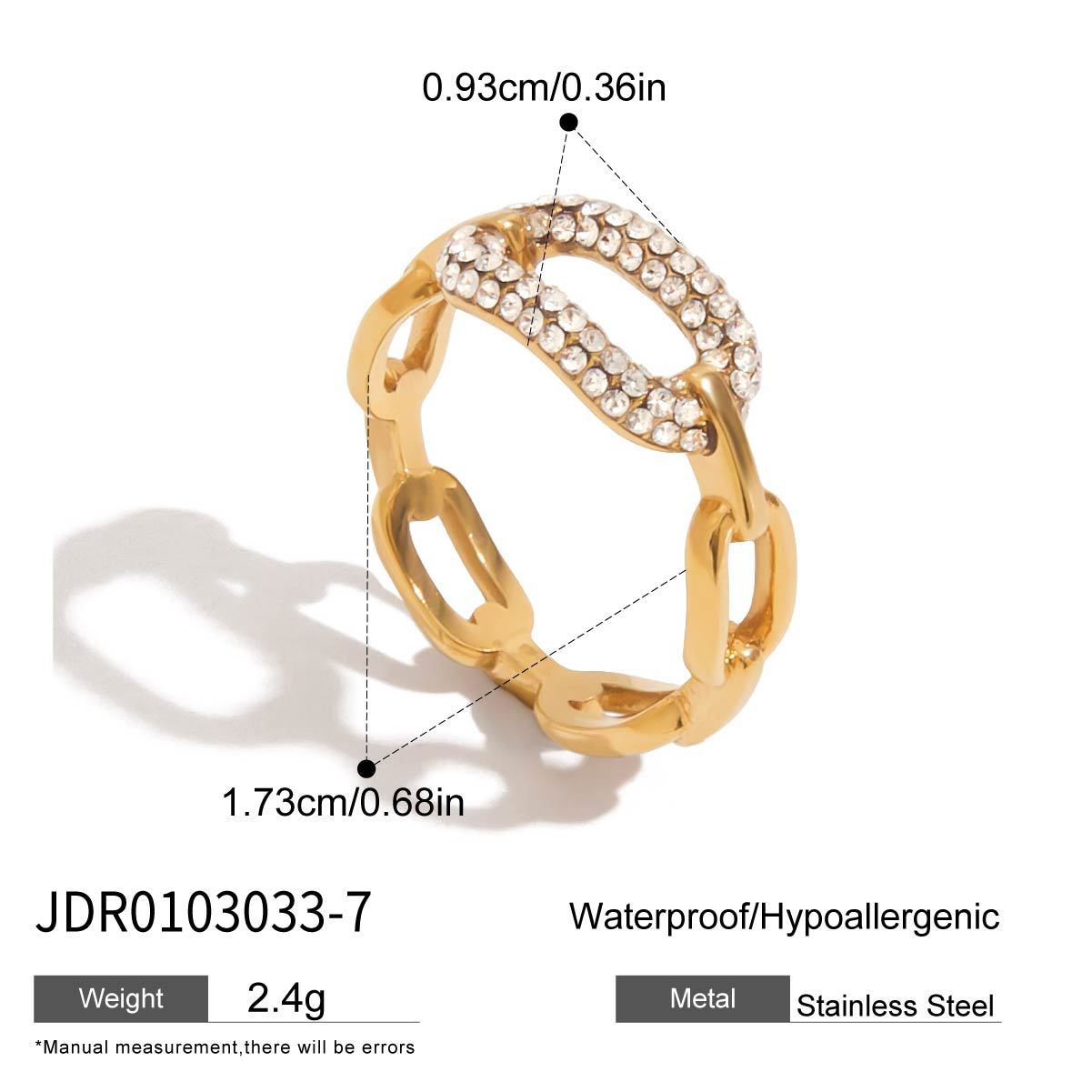 2H Zirconia Ring Non-Fading Jewelry Stainless Steel Ring ring