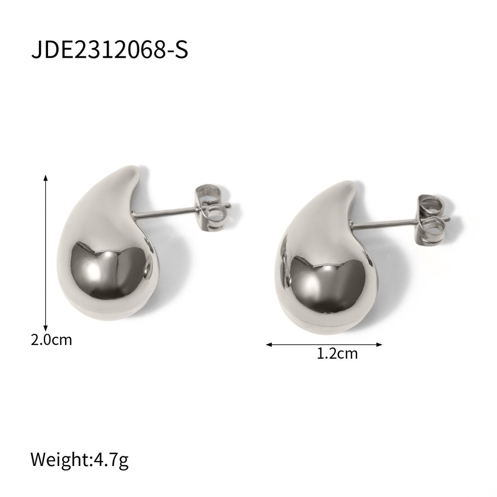 18K Gold Stainless Steel Small Water Drop Earrings New Trendy Elegant Earrings