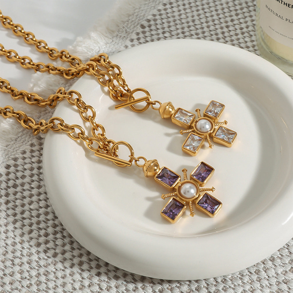 2H Cross Necklace Non-Fading Jewelry Stainless Steel Accessories