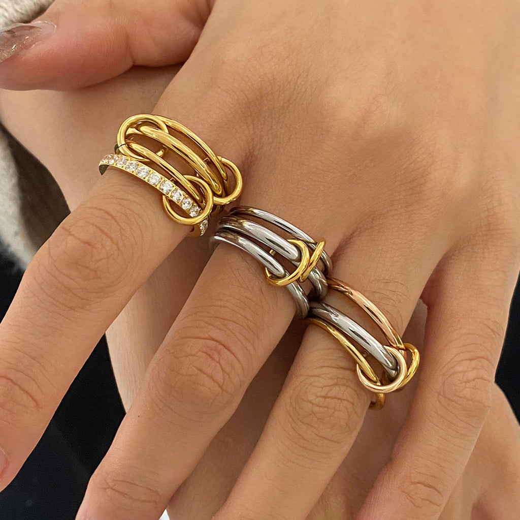 Stainless Steel Layered Plain Band Rings Personality Item rings
