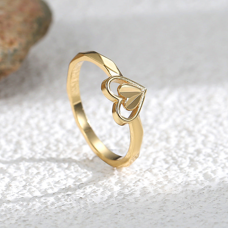 R0219 Love Ring Plating18K Gold Ring Carved Heart Wedding Women's Heart-Shaped Ring