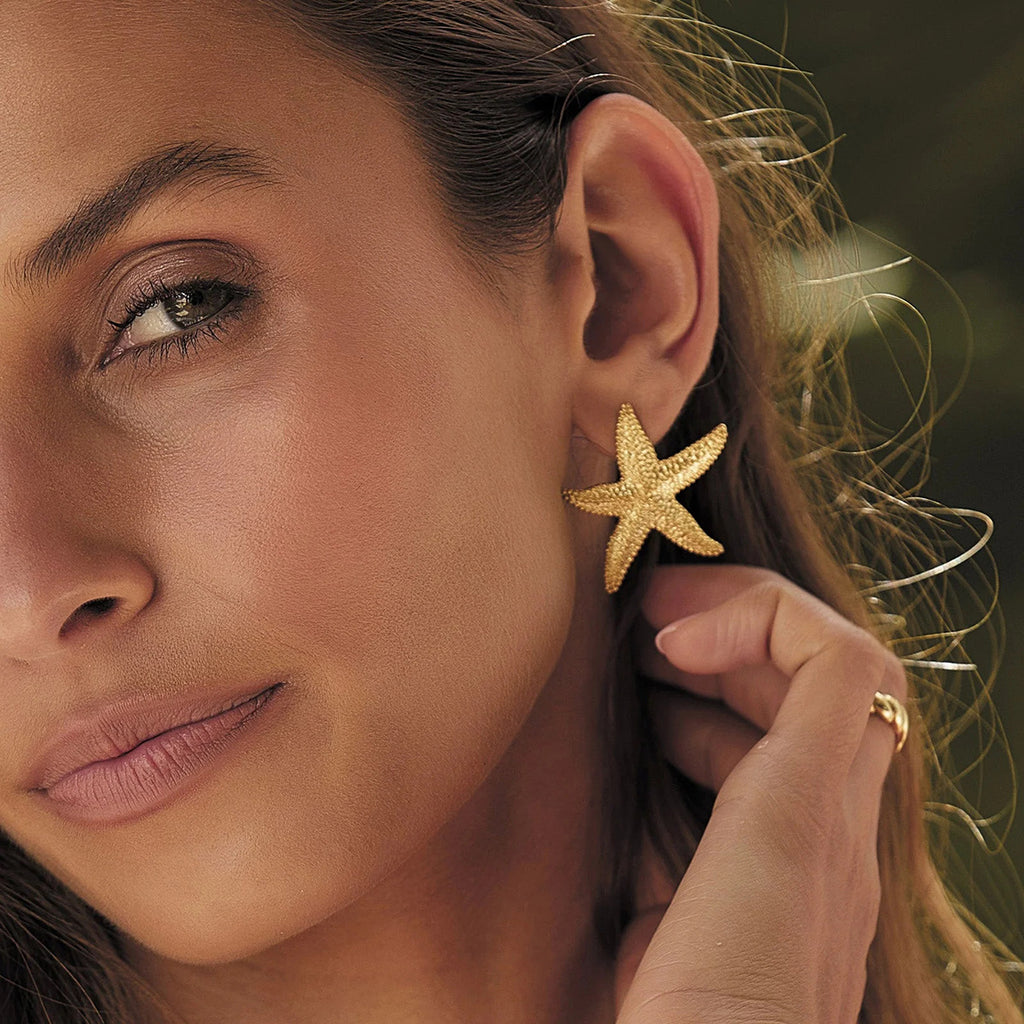 Stainless Steel Earrings for Women18k Gold non-fading earrings starfish shell earrings