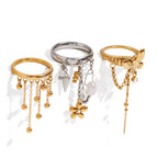 2H Tassel Ring Non-Fading Jewelry Stainless Steel Accessories for Women ring