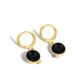 Gold-Plated Brass Yellow Stone Geometric Earrings — front view — jewelry finish and design detail