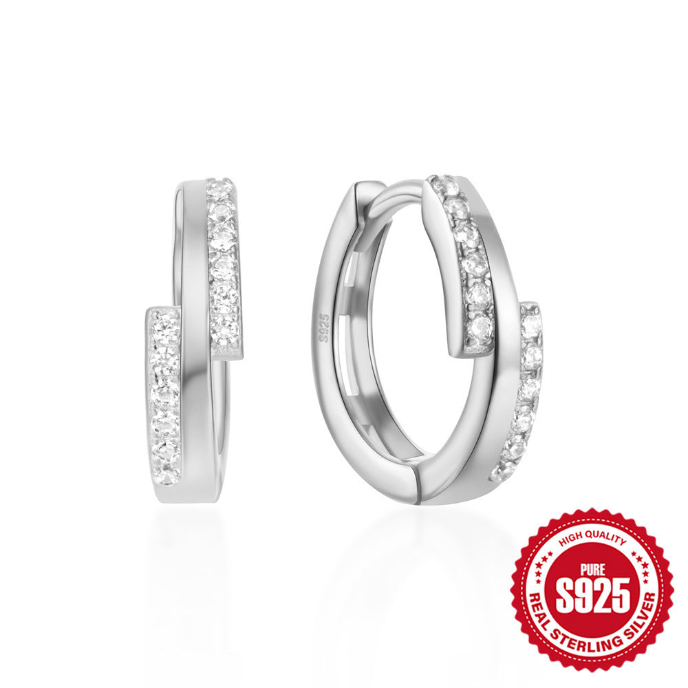 925Sterling Silver Micro Pave Zirconia8Twisted Shape Earrings Hoop Hot Sale Infinity Symbol Ear Clips Ear Jewelry