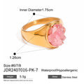 Gold-Plated Stone Sculptural Statement Stainless Steel Ring — additional design view — jewelry finish and design detail