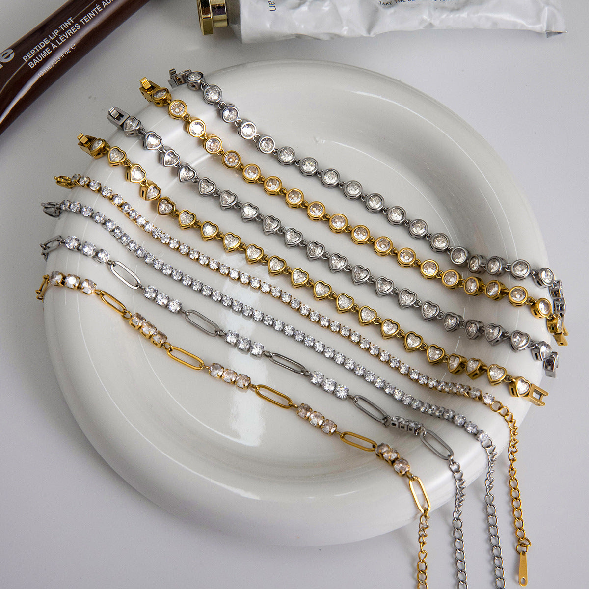 Stainless Steel Zircon Bracelet Women's Non-Fading Jewelry