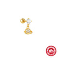 Moon Star 925 Sterling Silver Silver Pendant Stud Earrings 6mm Zircon Twist — product style photo 24 — jewelry finish and design detail