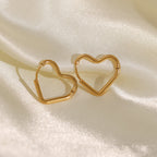 French Style Earrings Stainless Steel Plated18K Gold Heart Earrings Versatile Earrings for Women