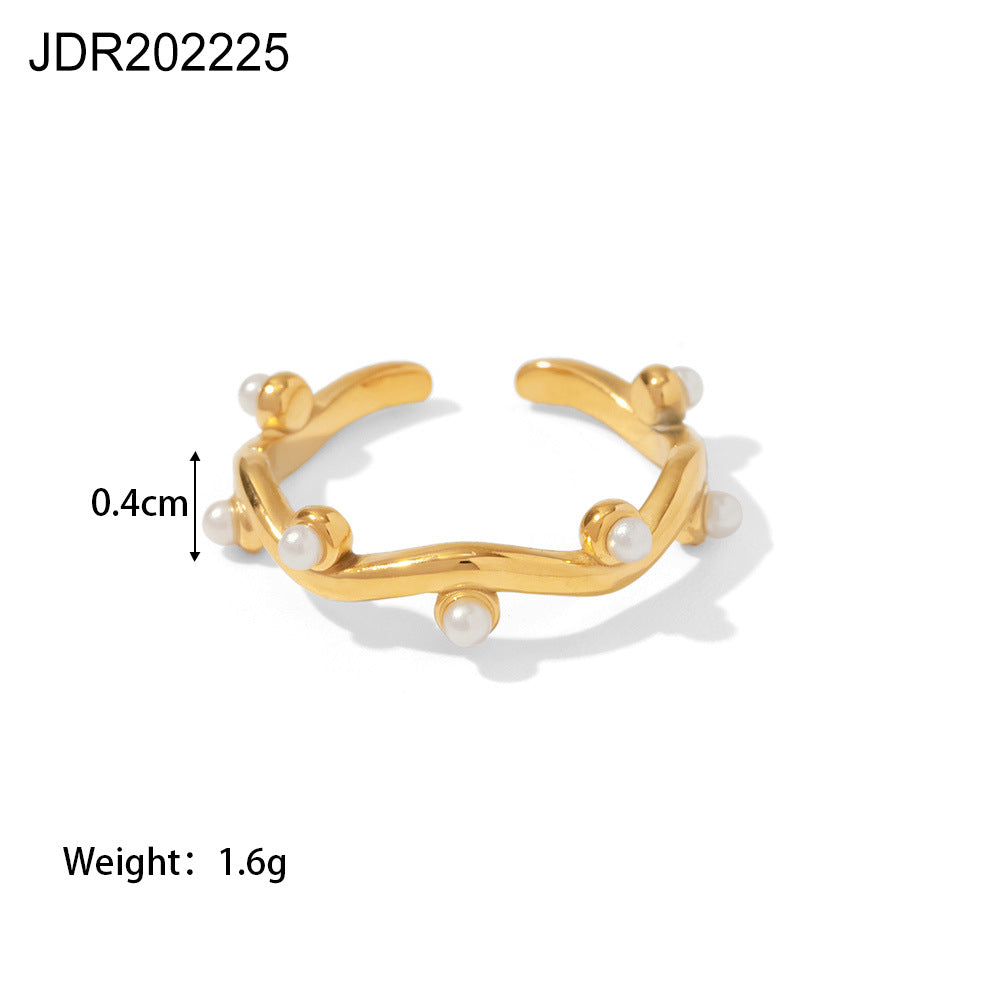 2H Stainless Steel Pearl Ring Ring Jewelry Does Not Fade rings