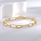 B0184 Fashion Paperclip Bracelet for Women, Brass Gold-Plated, Minimalist Style