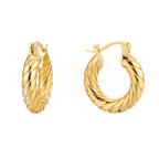 E0329 S925Silver Needle Design Hemp Rope Pattern Smooth Earrings for Women Brass Gold-Plated Hoop Earrings