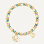 B0268 Bohemian Infinity Love Zircon Beaded Rose Quartz Blue Turquoise Bracelet