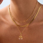 Stainless Steel Cherry Zircon Necklace Jewelry for Women, Non-Fading Choker Accessories